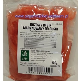 Różowy imbir marynowany do sushi gung muoi 200g*50